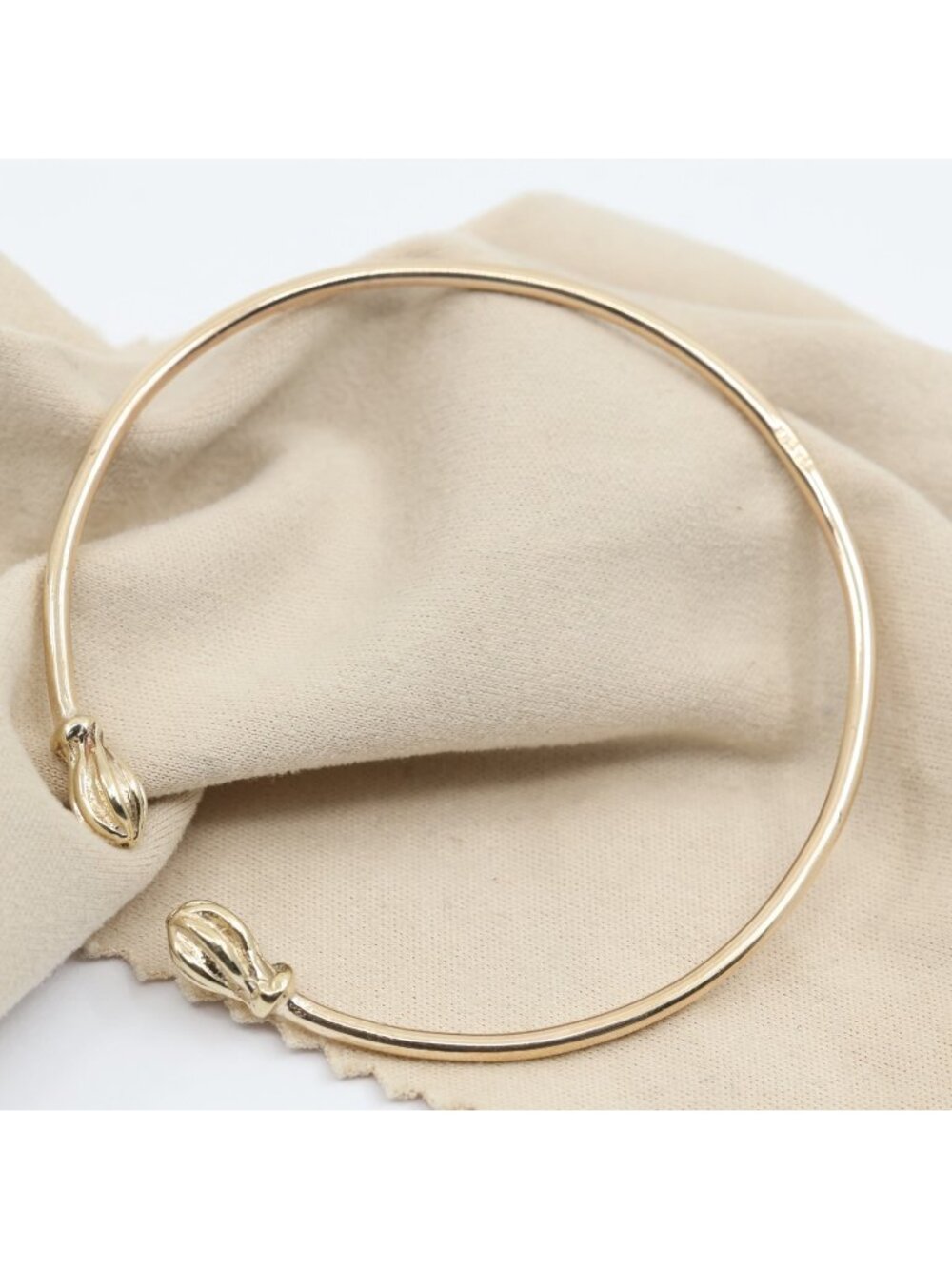 Beautiful 14K Solid Yellow Gold Designer Resizable Bangle Cuff Bracelet - 7" L